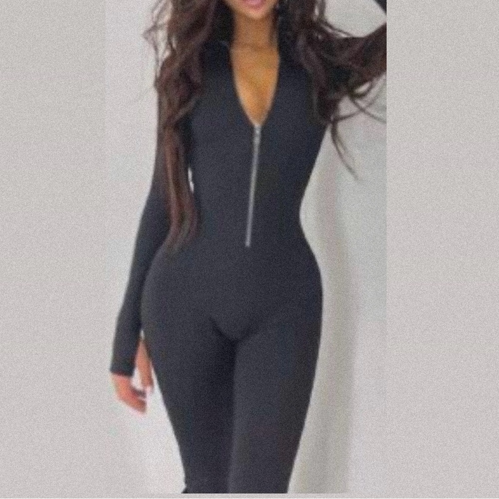 Black Zippered Jumpsuit